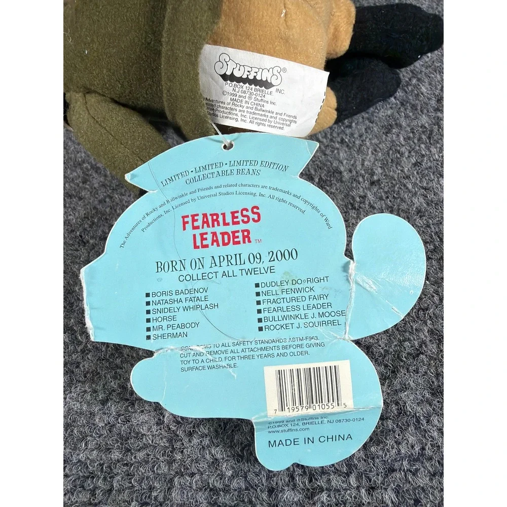 Vintage Rocky and Bullwinkle Plush Fearless Leader Rocky Squirrel NWT 2000 CVS